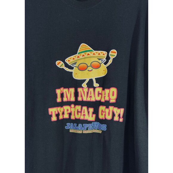 Jalapeños Mexican Restaurant WV Black Graphic T-Shirt "Im Nacho Typical Guy" - Picture 3 of 7